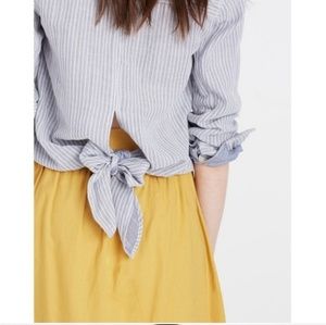 Madewell blue striped tie back button down